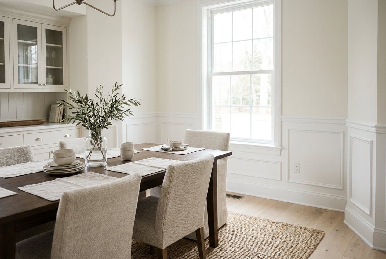 Board-and-batten wainscoting in an entryway