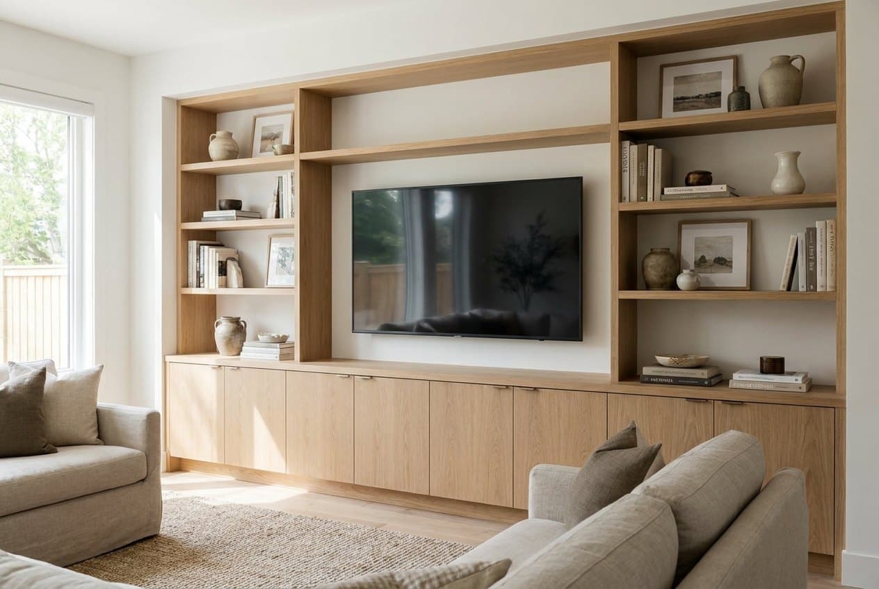 Floor-to-ceiling custom built-in bookcase