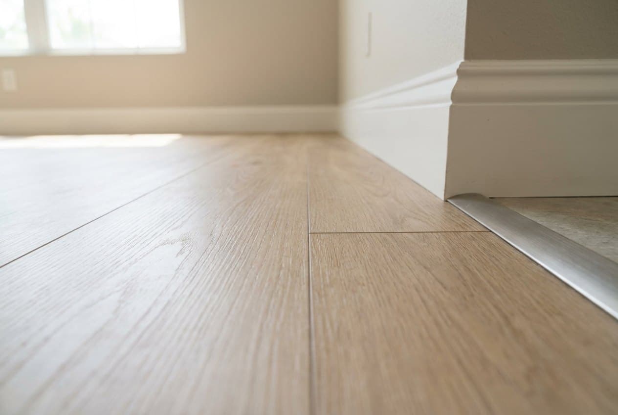 Engineered hardwood flooring in a bright modern room